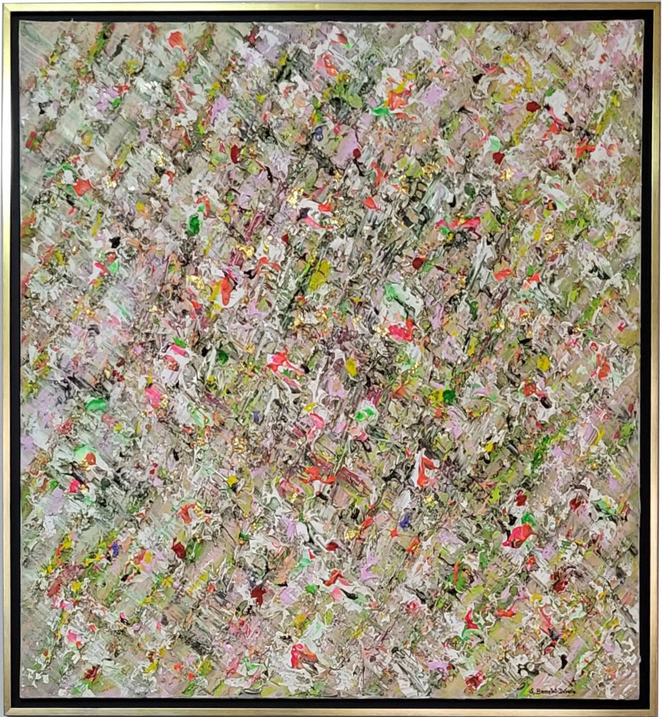 Richesse Dimensions : 100×100 cm Peinture acrylique Caisse américaine : noire et dorée 1250 €