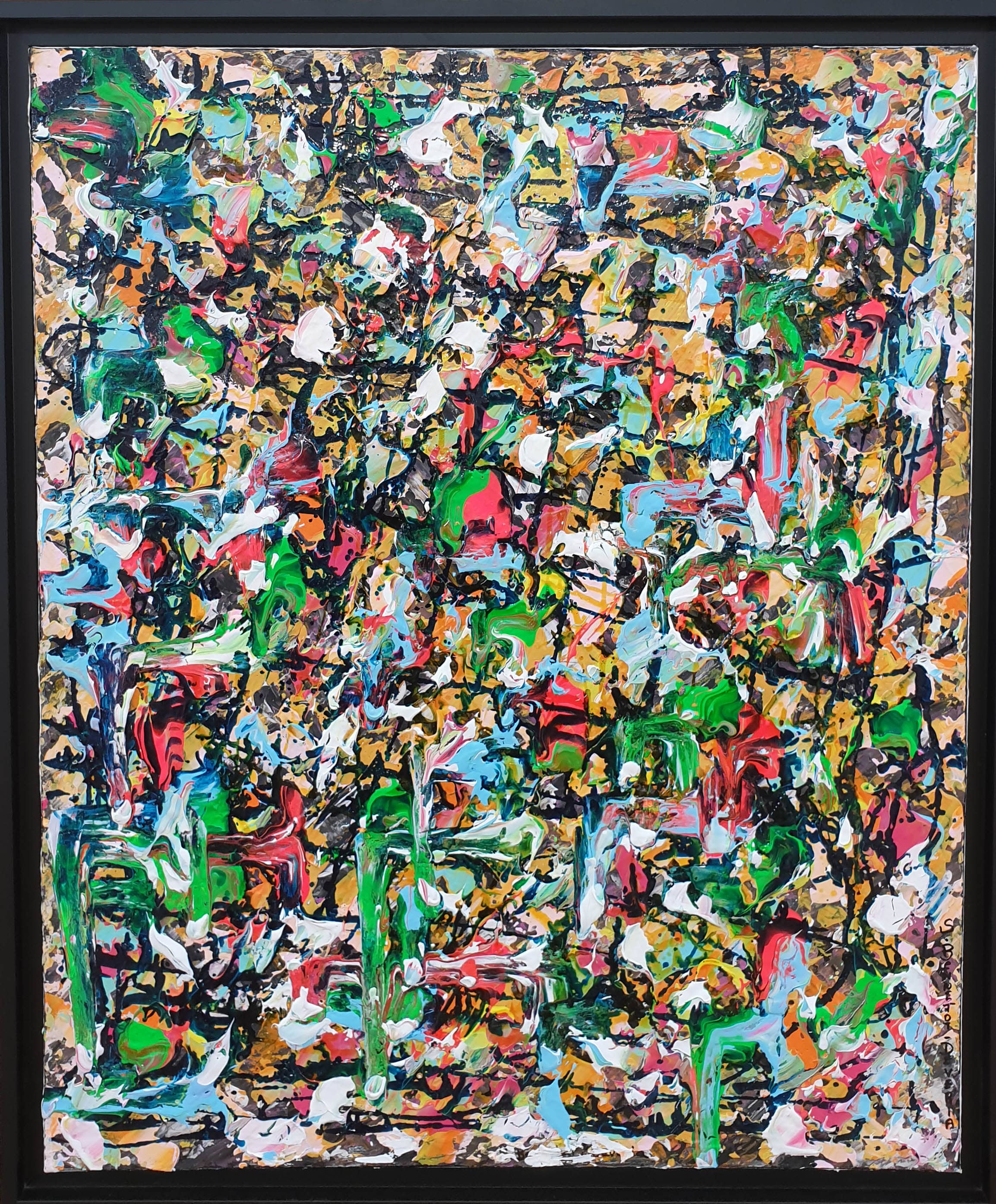 Vitrail 4 Dimension : 70×73 cm Techniques mixtes Caisse américaine : noire 590 €