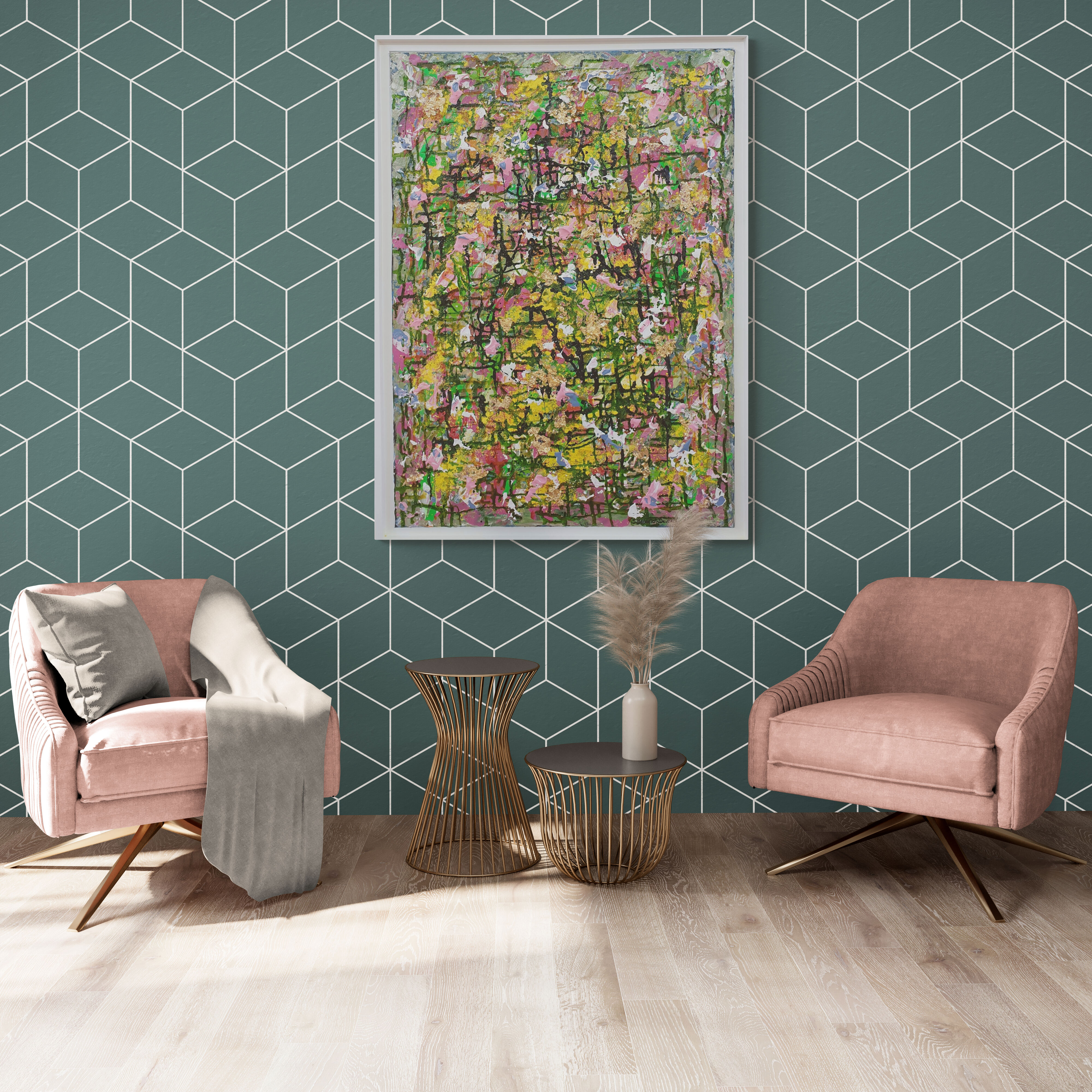 Son titre : VITRAIL 2 50x70 cm Technique mixte Caisse américaine : noire et dorée Son prix : 410 €