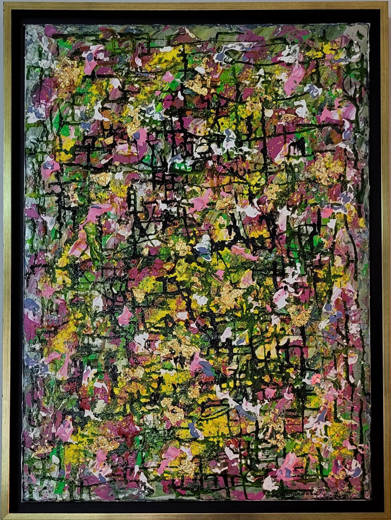 VITRAIL 2 50x70 cm Technique mixte Caisse américaine : noire et dorée 410 €